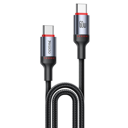 YESIDO CA183 USB C to C Cable 60W Fast Charging 2M  /  6.6FT Aluminum Alloy Braided Data Sync Cord