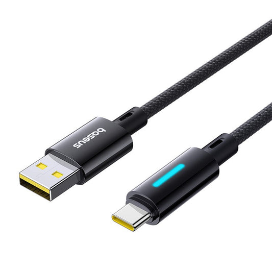 BASEUS Lit 1m USB to Type C Nylon Braided 100W Fast Charging Cable with Dynamic Flowing Light