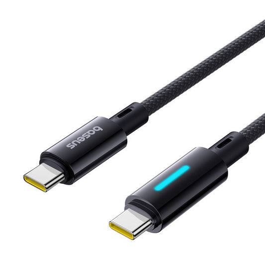 BASEUS Lit 1m Type C to Type C Nylon Braided 100W Fast Charging Cable with Dynamic Flowing Light