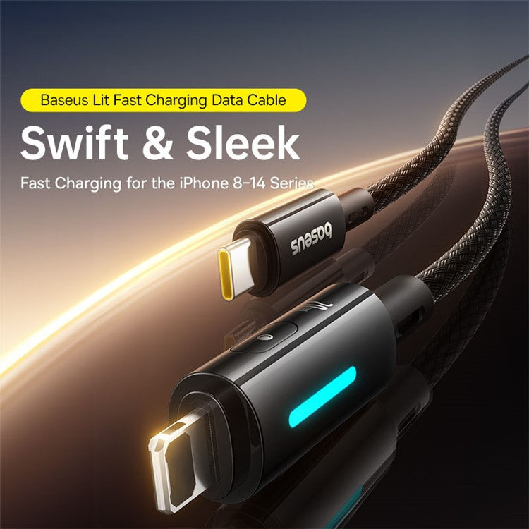 BASEUS Lit 2m Type C to iP PD 20W Fast Charging Nylon Braided Cable with Dynamic Flowing Light
