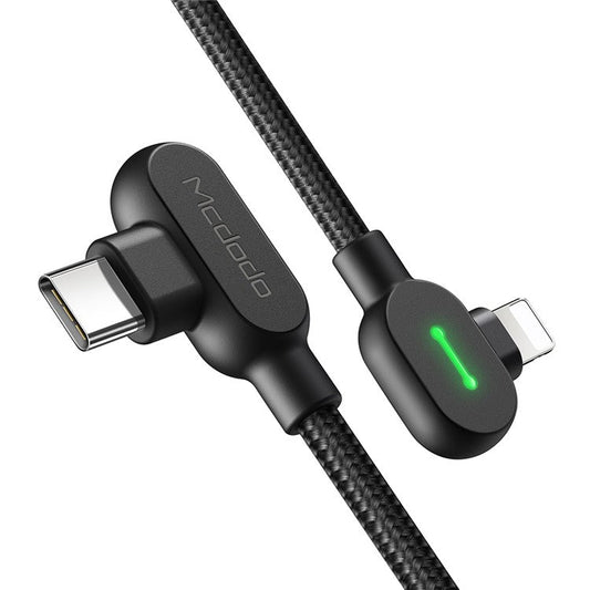 MCDODO Button Series 1.2M USB-C Male to Lightning 8Pin Male PD Charging Cable with LED Indicator Light for iPhone iPad iPod
