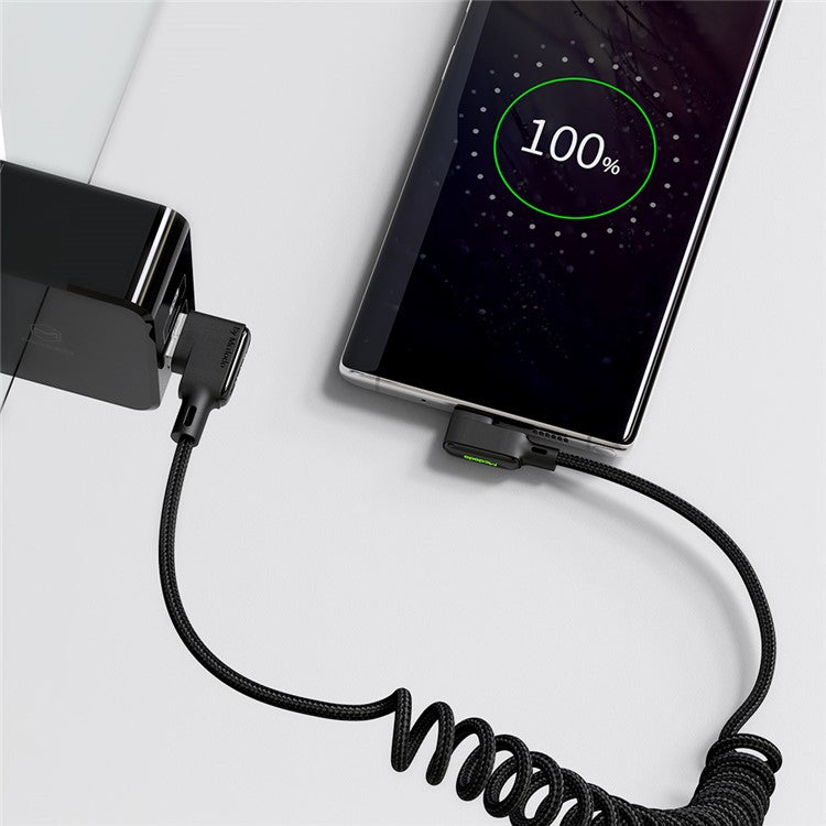 MCDODO 1.8M Spring Coiled Elbow Shape Typc-C USB Data Sync Charger Cable for Samsung Huawei Xiaomi