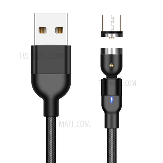1m 2A USB to Micro USB Nylon Braided Rotatable Bending Magnetic Cable - Black