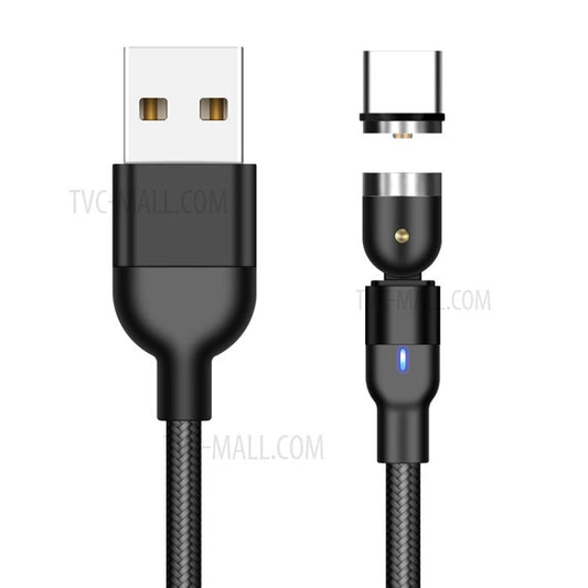 For iPhone 15 Series 1m 2A USB to USB-C / Type-C Nylon Braided Rotatable Bending Magnetic Charging Cable - Black