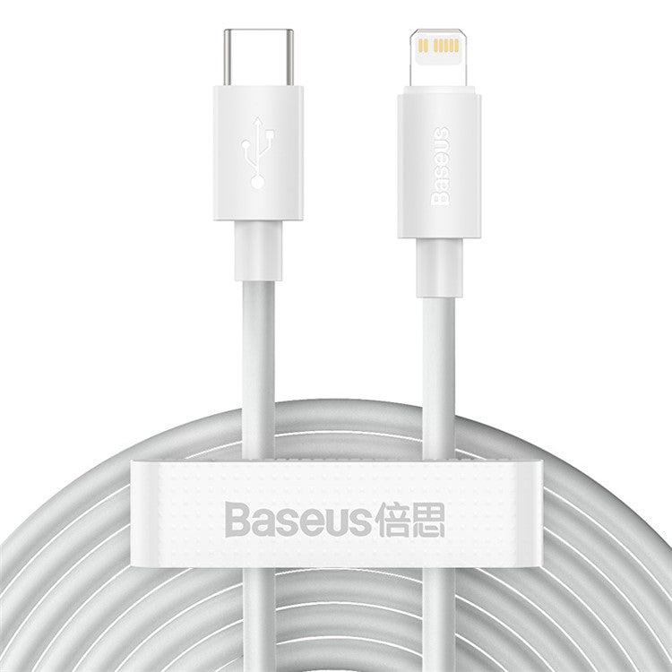 BASEUS Simple Wisdom Data Cable Kit Type-C to iP [2PCS / Set] - White