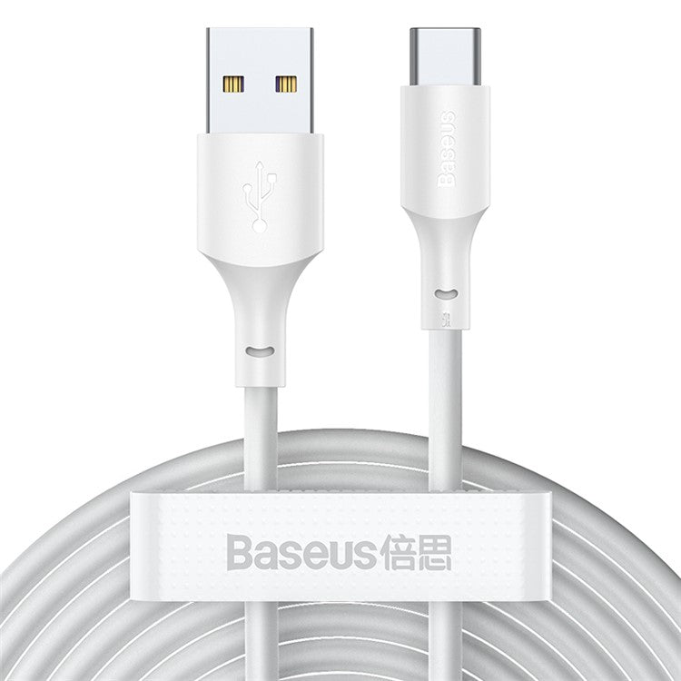 BASEUS Simple Wisdom Data Cable Kit USB to Type-C 5A [2PCS/SET] - White