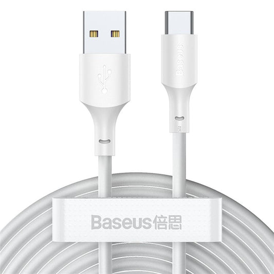 BASEUS Simple Wisdom Data Cable Kit USB to Type-C 5A [2PCS/SET] - White