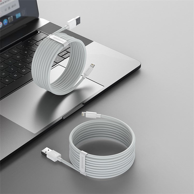 BASEUS Simple Wisdom 2Pcs/Set 1.5m 2.4A USB Mobile Phone Charging Cable - White