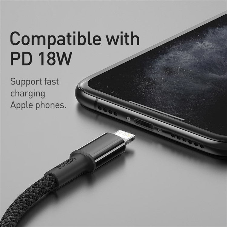 BASEUS High Density Braided Fast Charging Data Cable Type-C to iP PD 20W 1m - Black