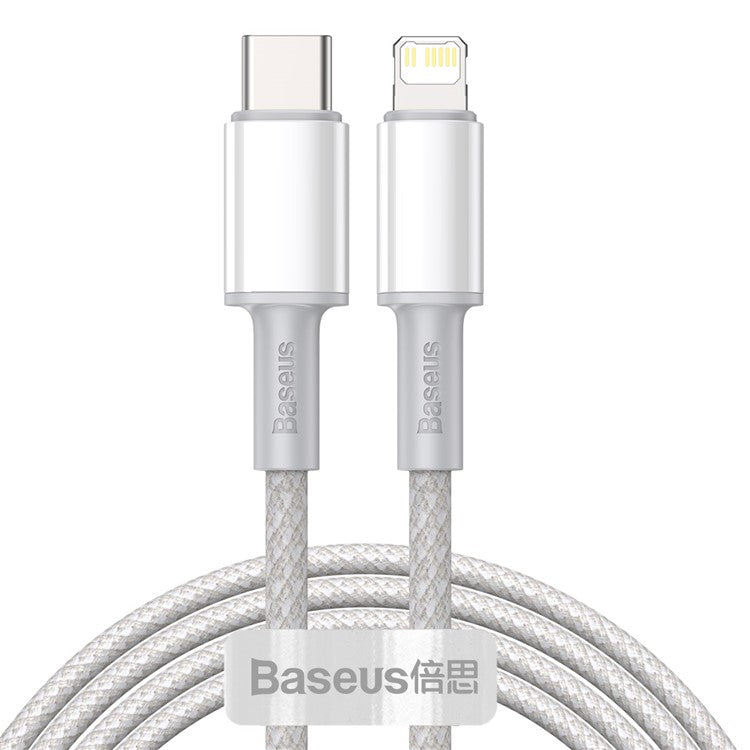 BASEUS Type-C to iP PD 20W High Density Braided Fast Charging Data Cable 2m - White