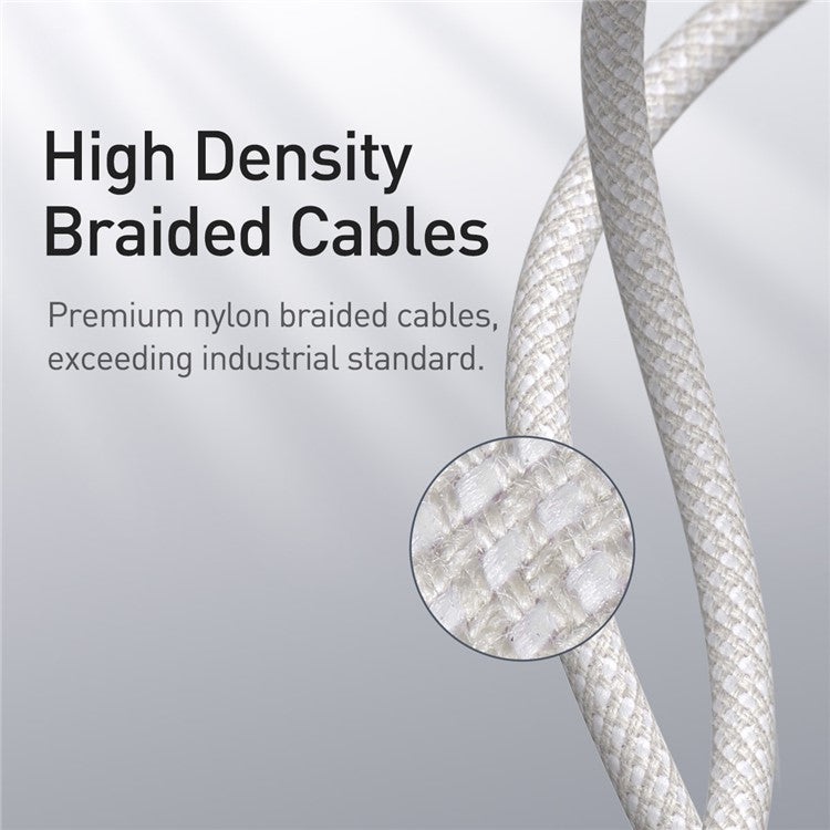 BASEUS Type-C to iP PD 20W High Density Braided Fast Charging Data Cable 2m - White