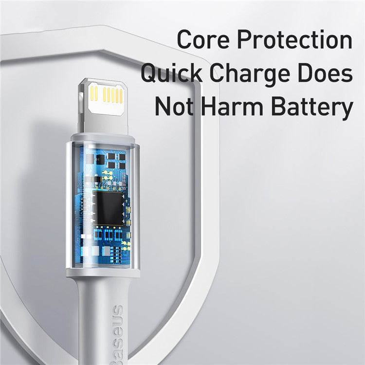 BASEUS Type-C to iP PD 20W High Density Braided Fast Charging Data Cable 2m - White