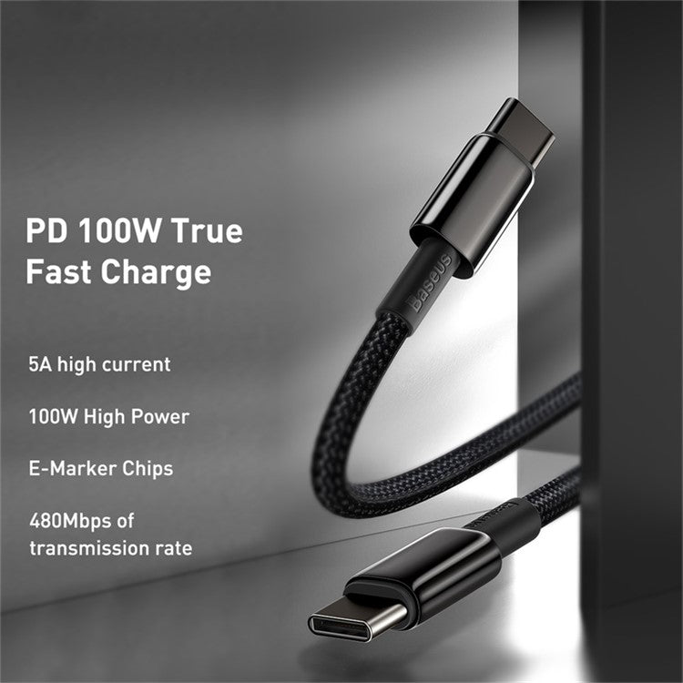 BASEUS for iPhone 15 Series Tungsten Gold Fast Charging Data Cable Type-C to Type-C 100W, 2M