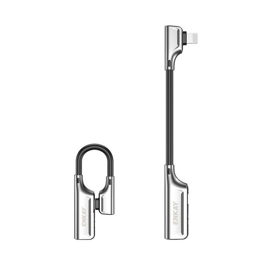 ENKAY HAT PRINCE ENK-AT102 Lightning to Dual Lightning Charging Music Audio 2 in 1 Adapter Cable for Apple Devices - Silver