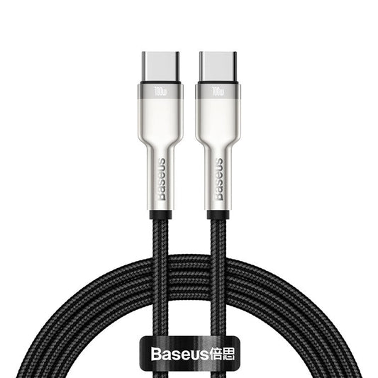 BASEUS Cafule Series for iPhone 15 Series Metal Data Cable Type-C to Type-C 100W, 1m - Black