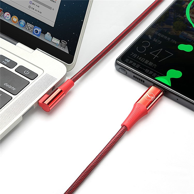 MCDODO CA-832 100W Type-C to Type-C Firefox Series for iPhone 15 Series Fast Charging Cable Elbow Design Data Cable, 1.2 meters - Red