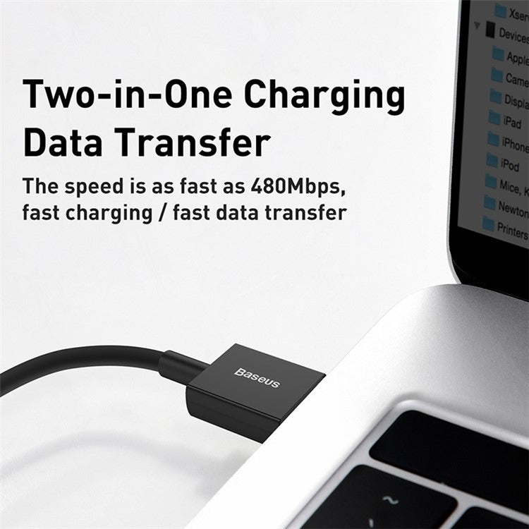 BASEUS Superior Series Fast Charging Data Cable USB to Type-C 66W 1m - Black