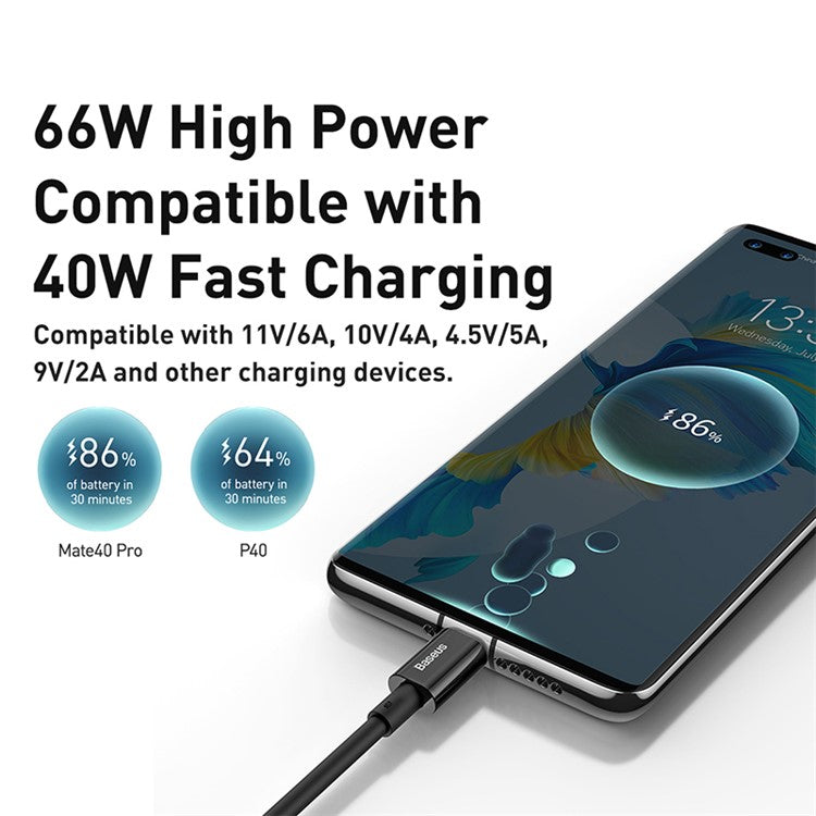 BASEUS Superior Series Fast Charging Data Cable USB to Type-C 66W 2m - Black