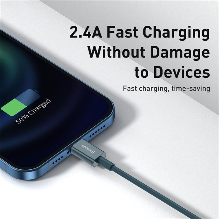 BASEUS Superior Series USB to iP 2.4A Fast Charging Data Cable 1m - Blue