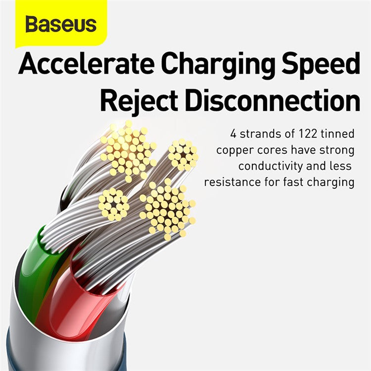 BASEUS Superior Series 3-in-1 USB to Micro/iP/Type C 3.5A Fast Charging Data Cable 1.5m - Blue
