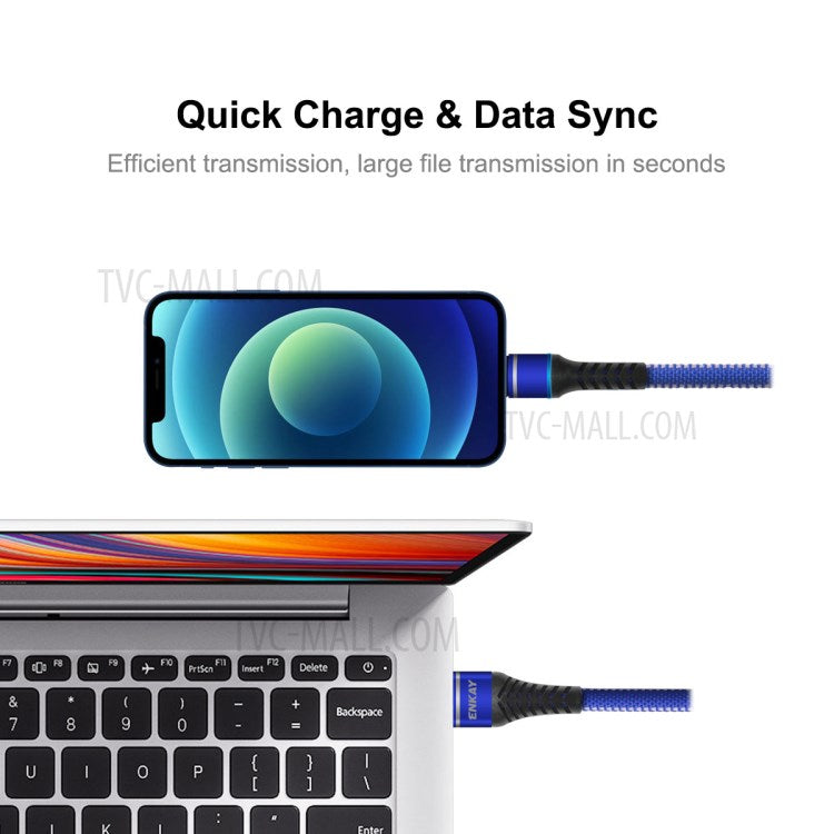 ENKAY HAT PRINCE ENK-CB207 USB 3.0 to Lightning LED 3A Fast Charger Data Wire 1m Charge Cable Cord for iPhone - Black