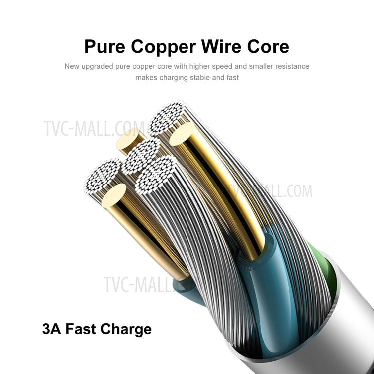 ENKAY HAT PRINCE ENK-CB207 USB 3.0 to Lightning LED 3A Fast Charger Data Wire 1m Charge Cable Cord for iPhone - Black