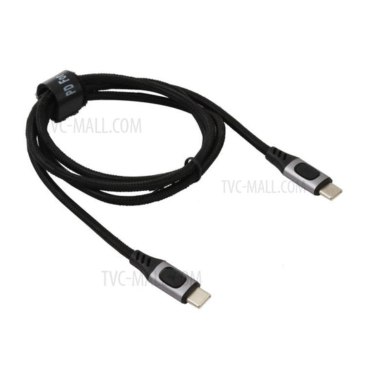 For iPhone 15 Series 100W 5A Type-C Male to Type-C Male PD Fast Charging Cable 1.5m Braided Data Charge Cord for Huawei