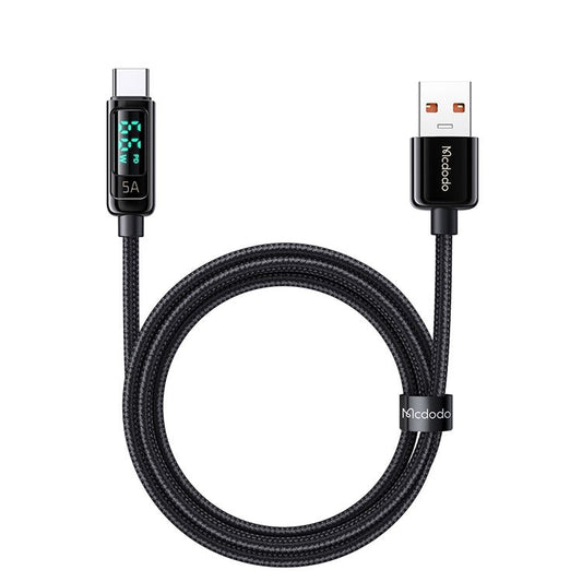 MCDODO MDD CA-869 1.2m USB Type C Cable Mobile Phone Charging Data Cord with Digital Display for Huawei Xiaomi - Black