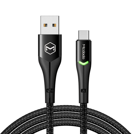 MCDODO CA-796 MDD 1m LED Lighting USB Type C Cable Fast Charging Charger Data Cord for Samsung Xiaomi - Black