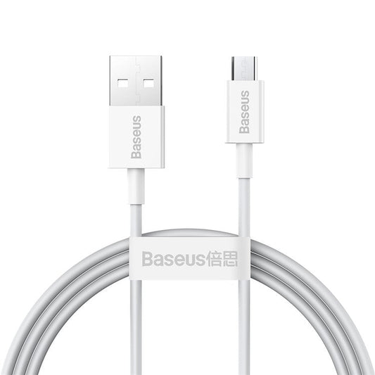 BASEUS Superior Series Fast Charging Data Cable USB to Micro 2A Cord 1m - White