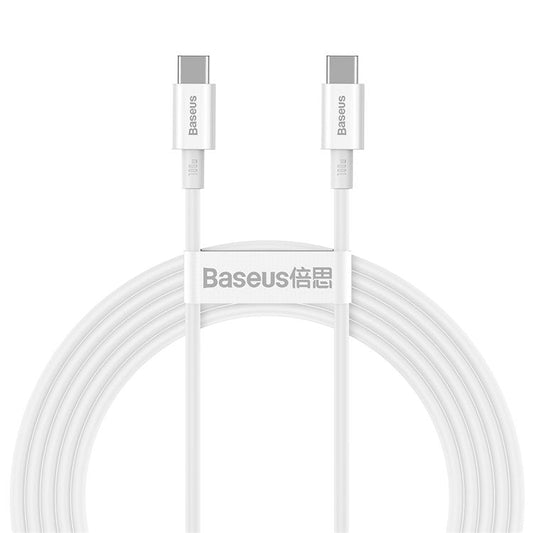 BASEUS Superior Series for iPhone 15 Series 100W Fast Charging Cord Type-C to Type-C Data Cable 2m - White