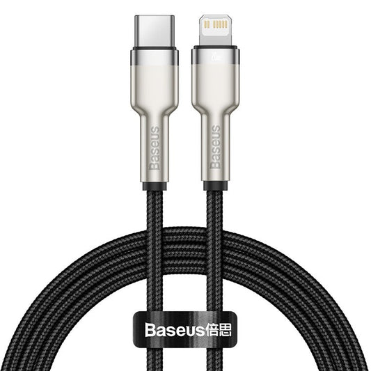 BASEUS Cafule Series Metal Data Transmission Cable Type-C to iP PD 20W Charging Cord 1m - Black