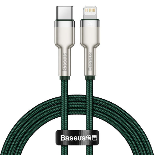 BASEUS Cafule Series Metal Data Transmission Cable Type-C to iP PD 20W Charging Cord 1m - Green