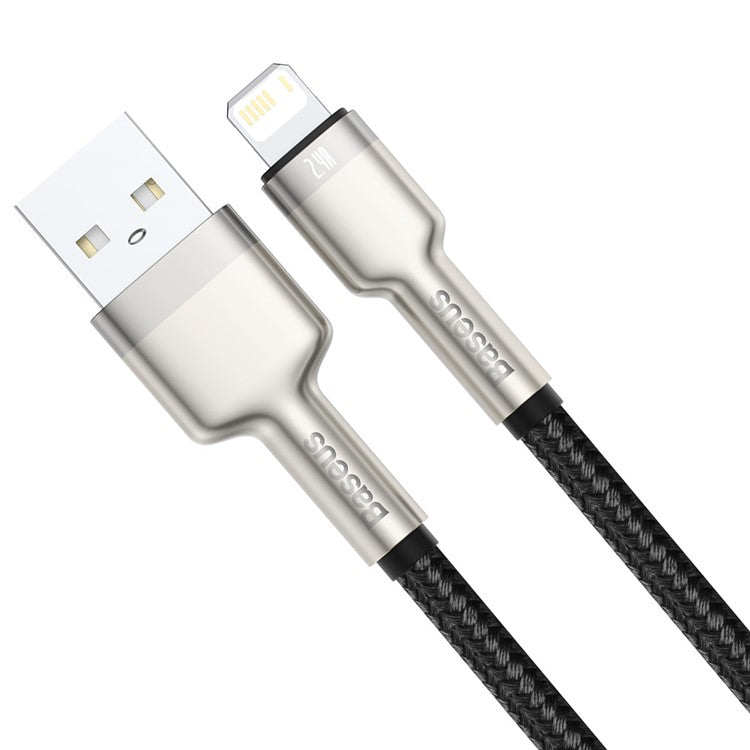BASEUS Cafule Series Metal Data Cable USB to IP 2.4A Charging Cord 2m - Black