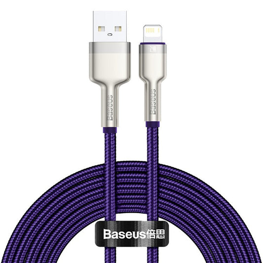 BASEUS Cafule Series Metal Data Cable USB to IP 2.4A Charging Cord 2m - Purple