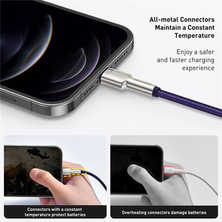 BASEUS Cafule Series Metal Data Cable USB to IP 2.4A Charging Cord 2m - Purple