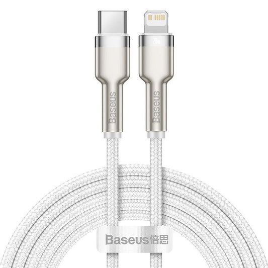 BASEUS Cafule Series Metal Data Cable Type-C to iP PD 20W Charging Cord 2m - White