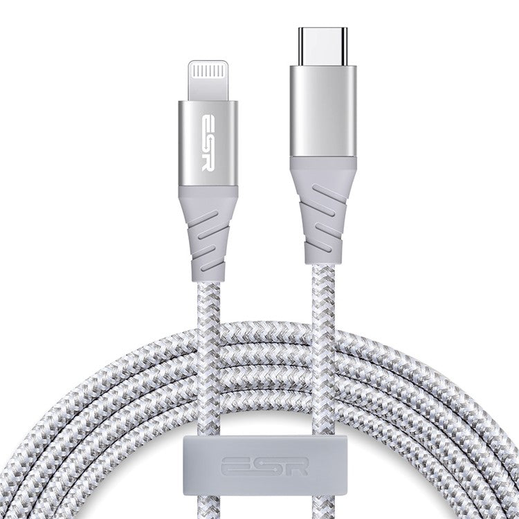 ESR for iPhone 15 Series 1m USB-C to Lightning Braided Nylon Cable with MFi Certificate - White