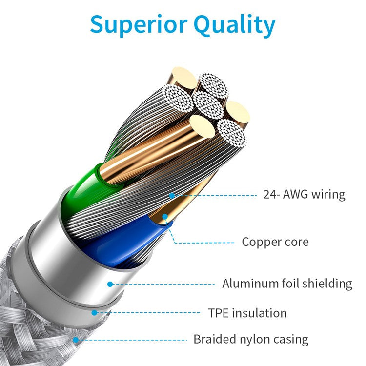 ESR for iPhone 15 Series 1m USB-C to Lightning Braided Nylon Cable with MFi Certificate - White
