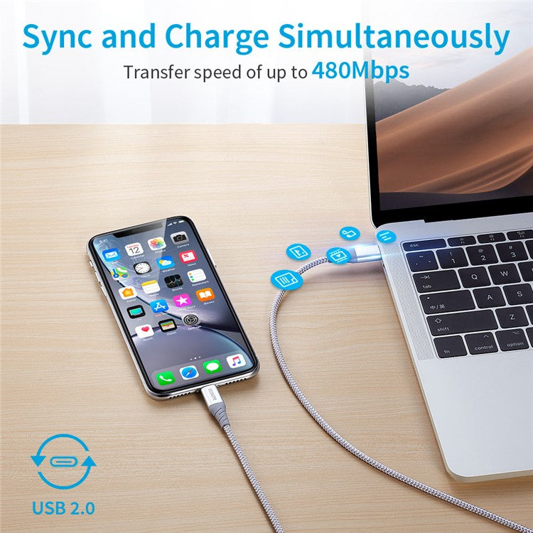 ESR for iPhone 15 Series 1m USB-C to Lightning Braided Nylon Cable with MFi Certificate - White