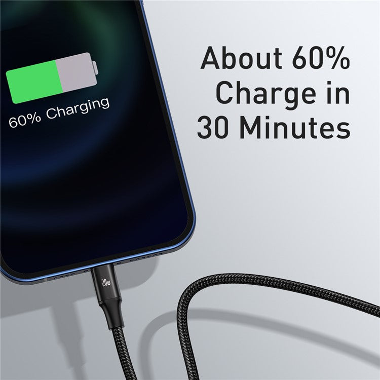 BASEUS Rapid Series 3-in-1 Fast Charging Data Cable Type-C to M+L+C PD 20W 1.5m - Black