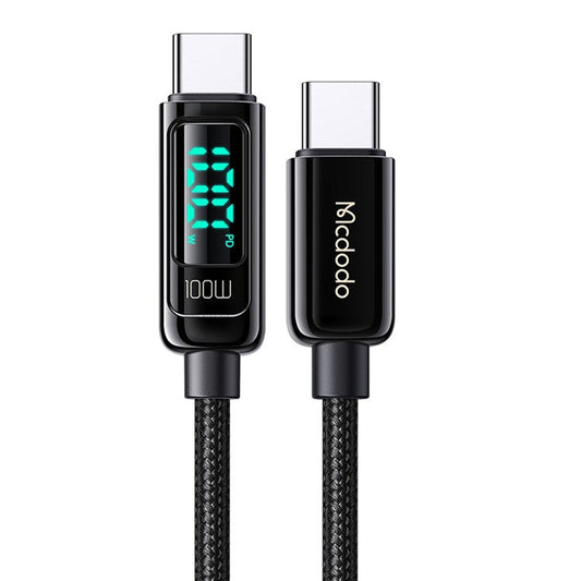 MCDODO CA-882 for iPhone 15 Series MDD Type-C to Type-C Data Cable 1.2m 100W Fast Charging Cord Wire with Digital Display - Black