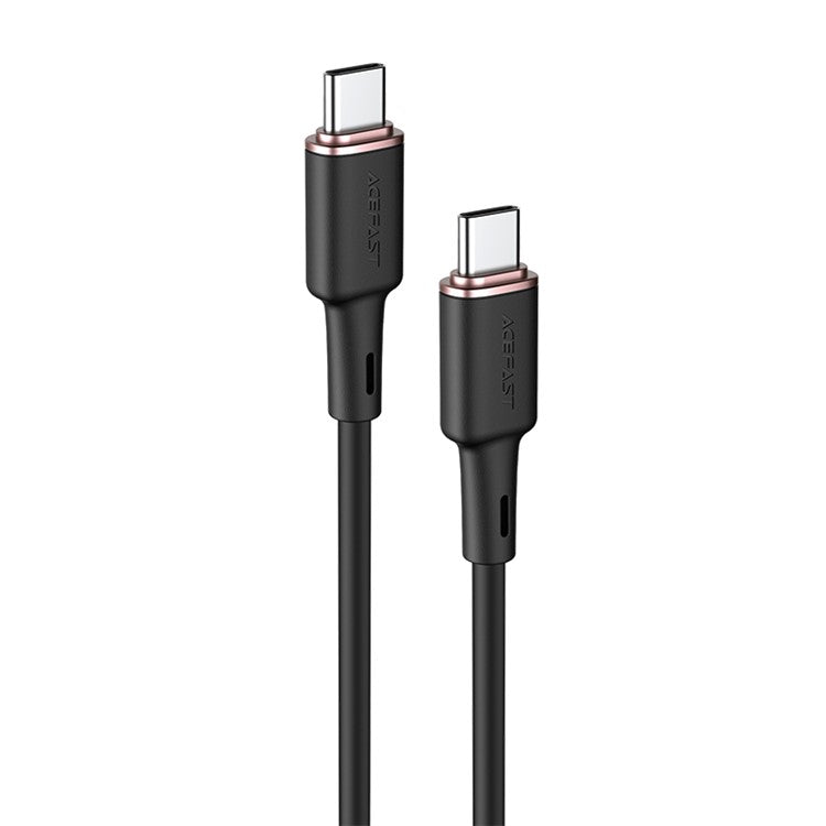 ACEFAST C2-03 for iPhone 15 Series USB-C to USB-C Zinc Alloy Plug Silicone Charging Data Cable 1.2m - Black