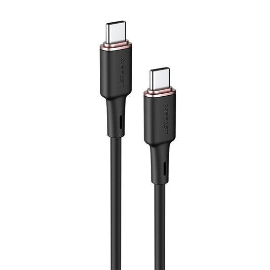 ACEFAST C2-03 for iPhone 15 Series USB-C to USB-C Zinc Alloy Plug Silicone Charging Data Cable 1.2m - Black
