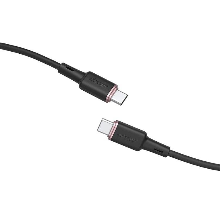 ACEFAST C2-03 for iPhone 15 Series USB-C to USB-C Zinc Alloy Plug Silicone Charging Data Cable 1.2m - Black