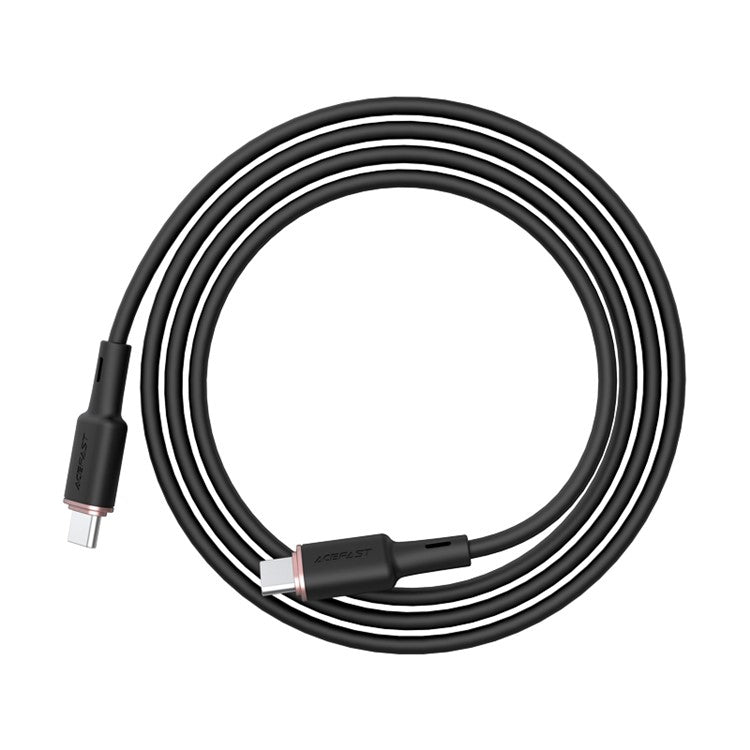 ACEFAST C2-03 for iPhone 15 Series USB-C to USB-C Zinc Alloy Plug Silicone Charging Data Cable 1.2m - Black