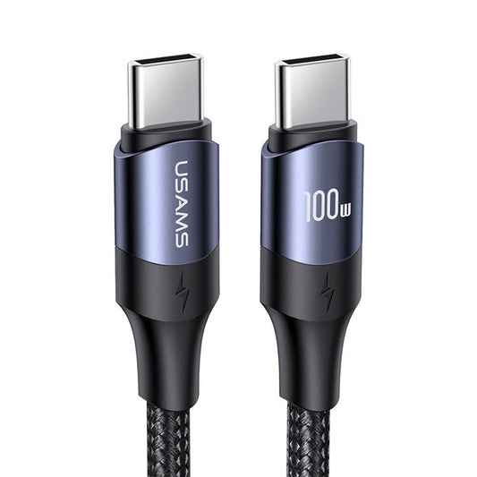 USAMS US-SJ526 U71 Aluminum Alloy Type-C To Type-C 100W PD Fast Charging Date Cable Cord 3m - Black