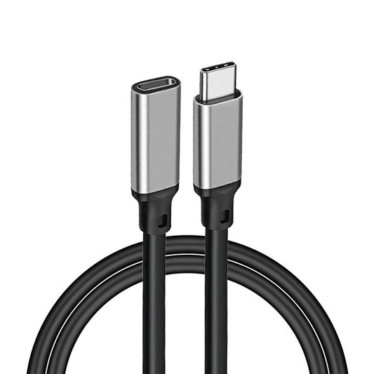 1m PQ106 Type-C Extension Cable Male to Female PD100W 5A 10Gbps Fast Charging Data Cord - Grey