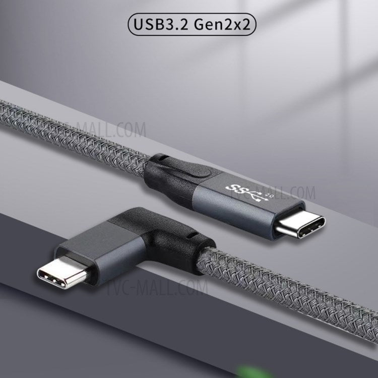 1.5m USB-C Male to USB-C Male Elbow Cable PD 100W Fast Charging 4K Video Transmission Cord with E-mark