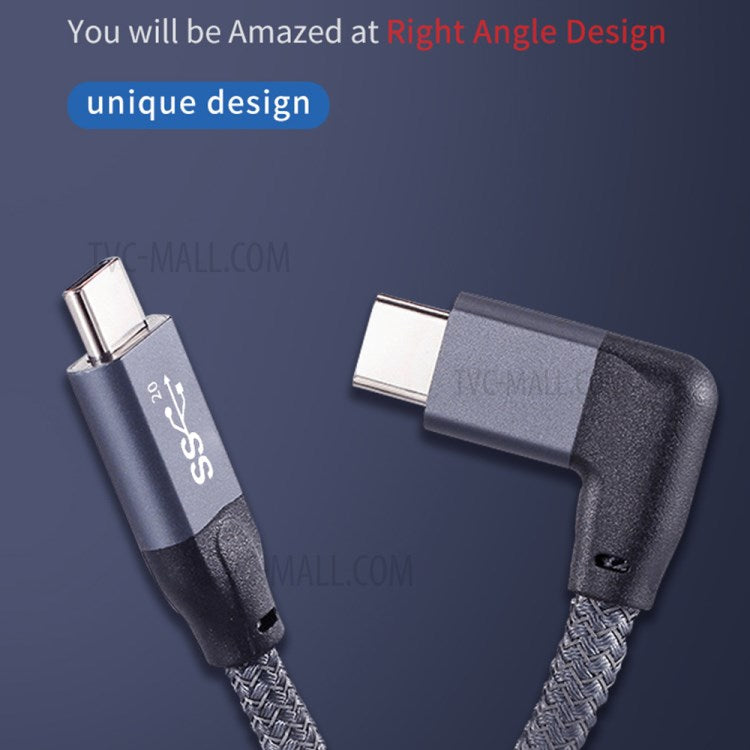 1.5m USB-C Male to USB-C Male Elbow Cable PD 100W Fast Charging 4K Video Transmission Cord with E-mark